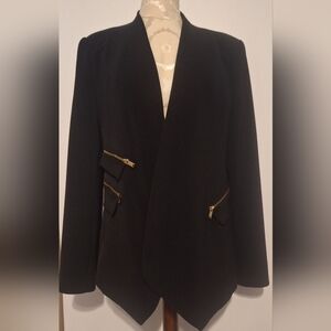 Zara Black Blazer with Gold Zipper Details